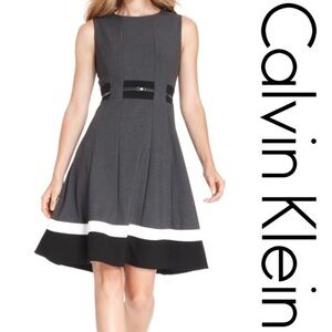 Calvin Klein Women's Sleeveless Belted Color-Block Business Dress size 6